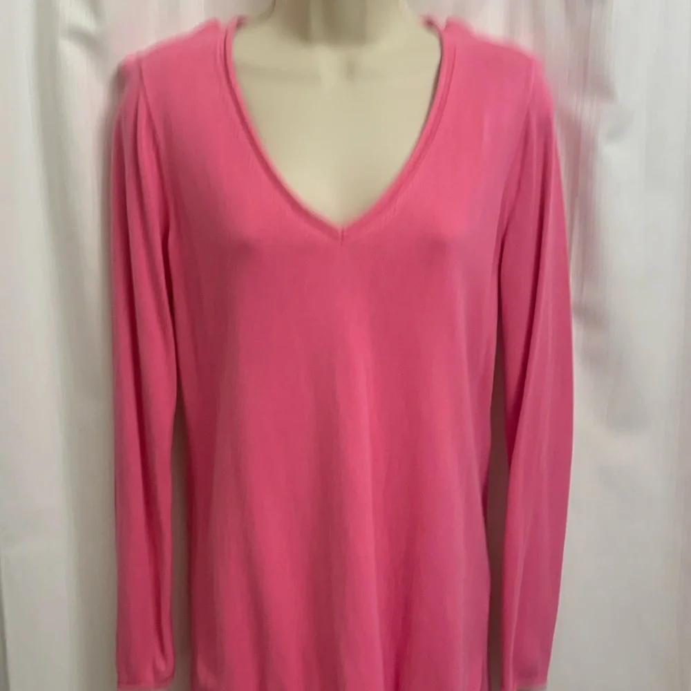 J.Crew Pink V-Neck Sweater Lightweight Luxury Linen Blend